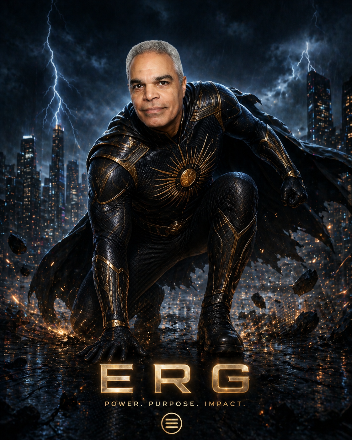 ERG superhero landing pose